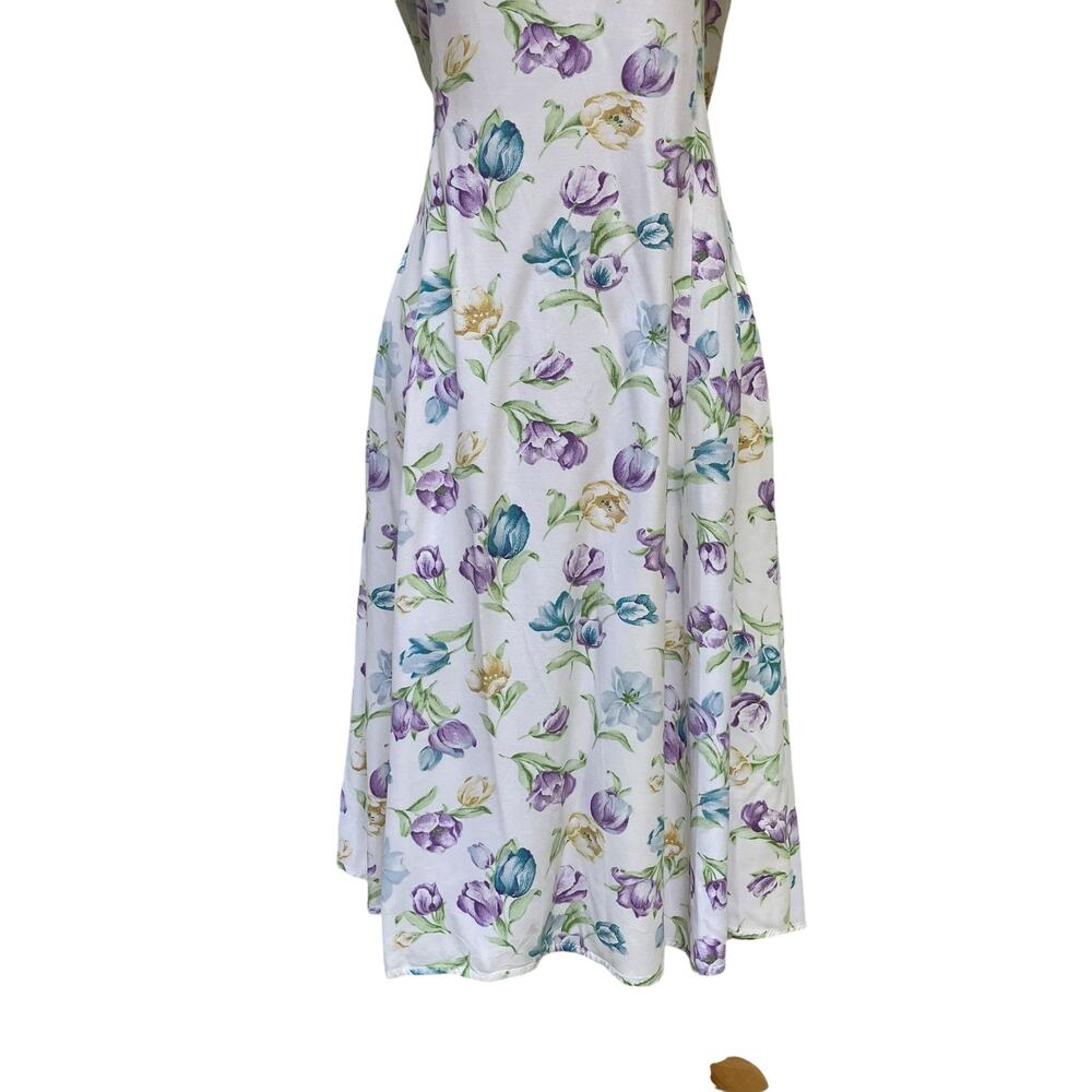 VTG 90s Dress New Moves Sz S Sz Floral Knee Length Tie Back Coquette Prairie - Picture 3 of 15